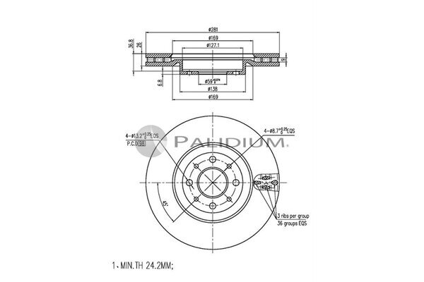 Bremsscheibe ASHUKI by Palidium P330-087