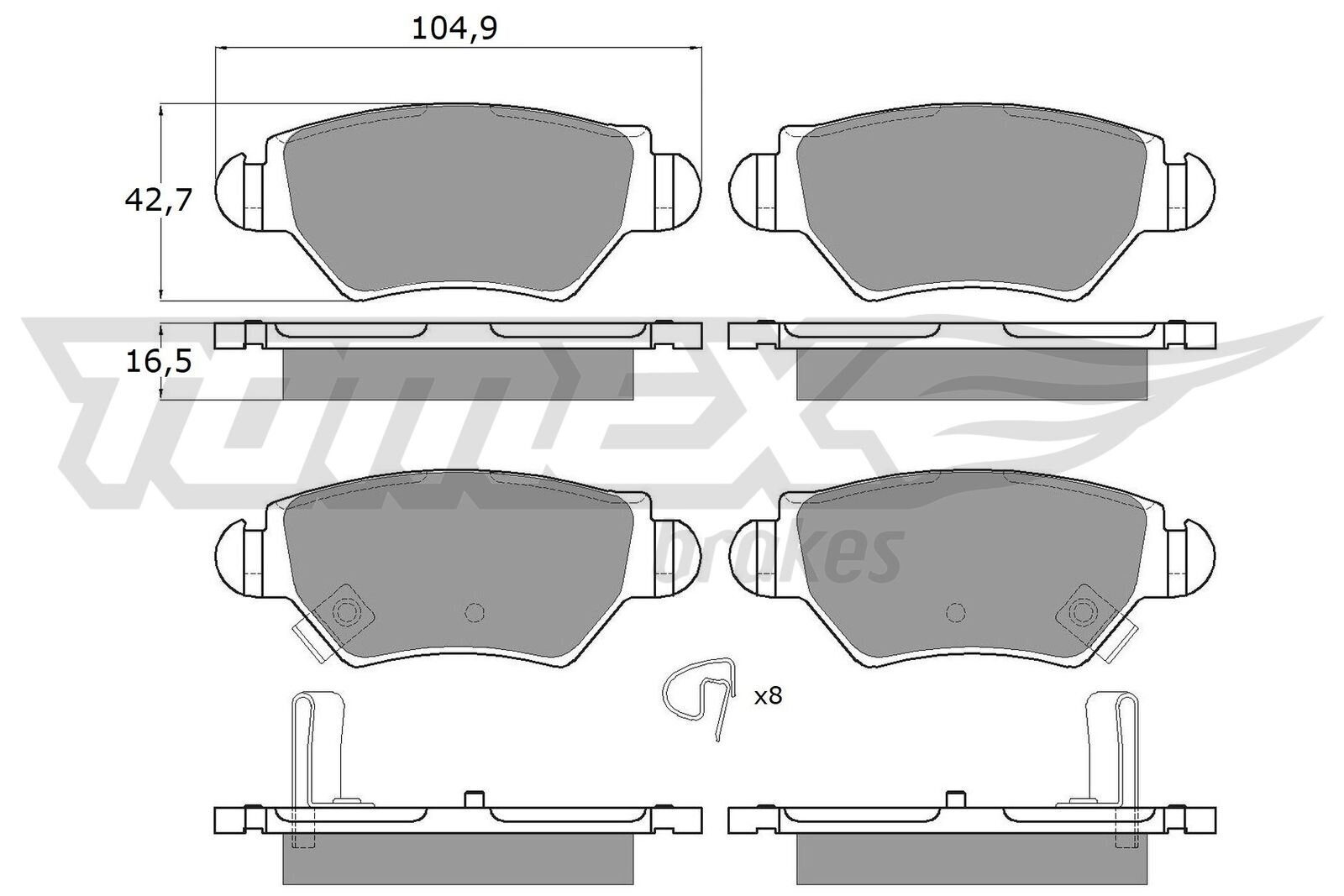 Bremsbelagsatz, Scheibenbremse TOMEX Brakes TX 12-14