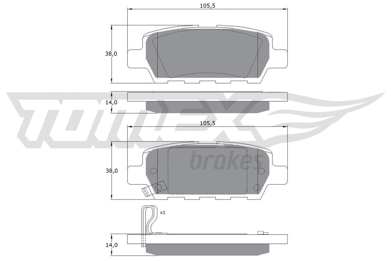 Bremsbelagsatz, Scheibenbremse TOMEX Brakes TX 14-21