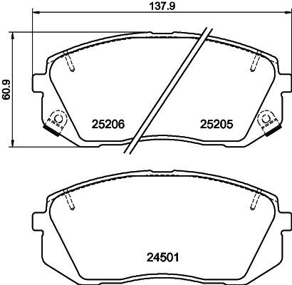 Bremsbelagsatz, Scheibenbremse HELLA PAGID 8DB 355 015-841