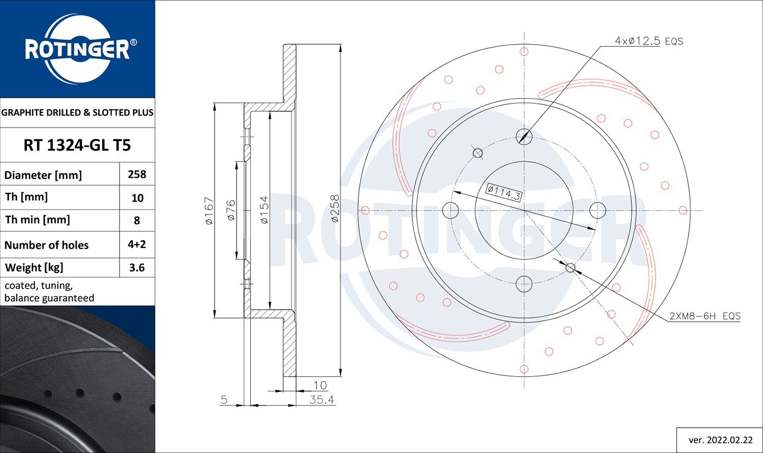 Bremsscheibe ROTINGER RT 1324-GL T5