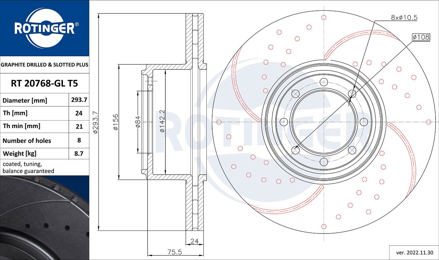 Bremsscheibe ROTINGER RT 20768-GL T5