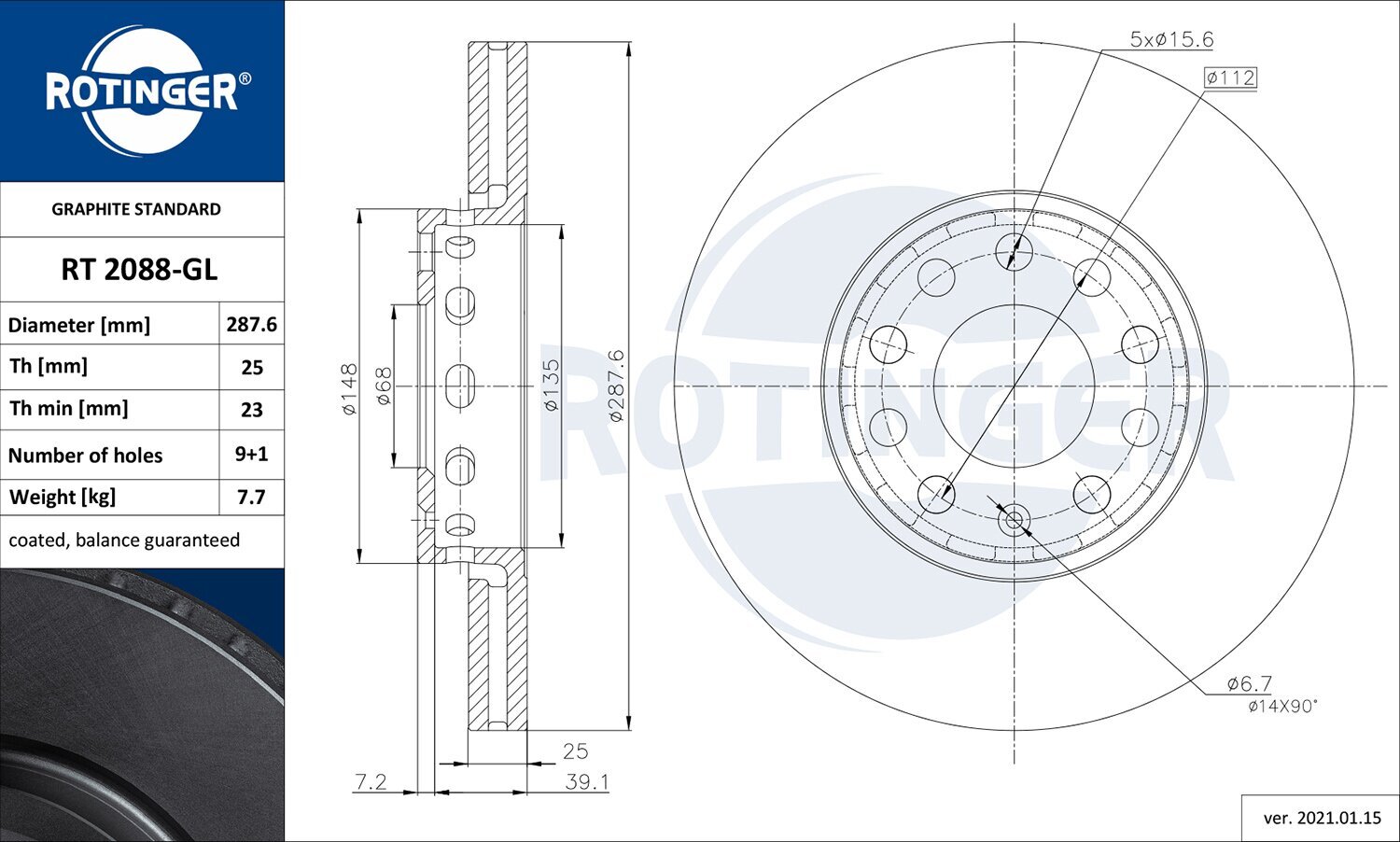 Bremsscheibe ROTINGER RT 2088-GL