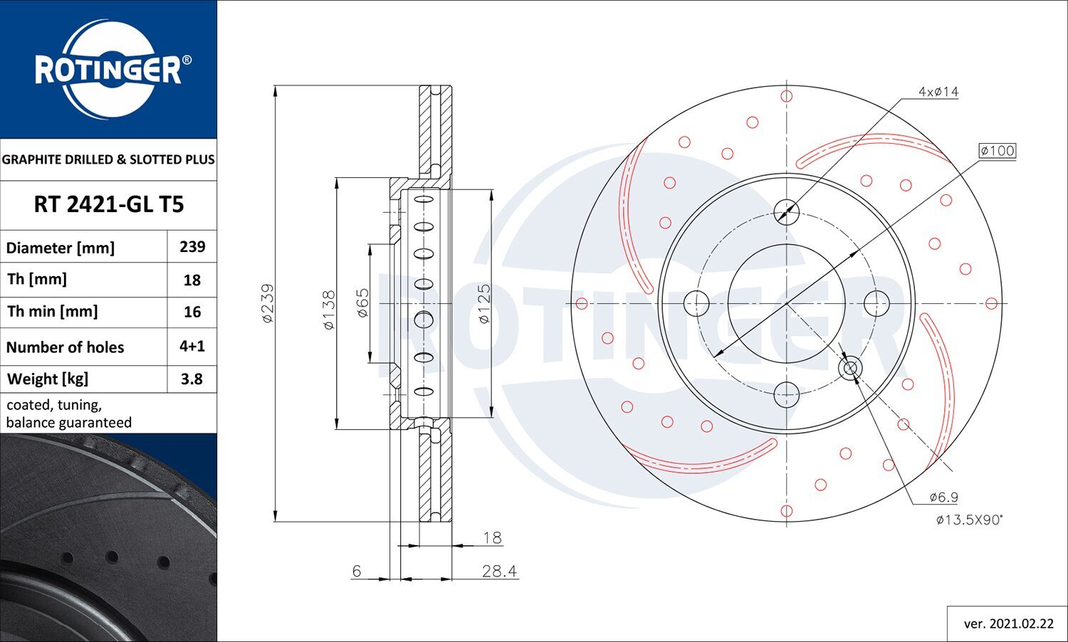 Bremsscheibe ROTINGER RT 2421-GL T5