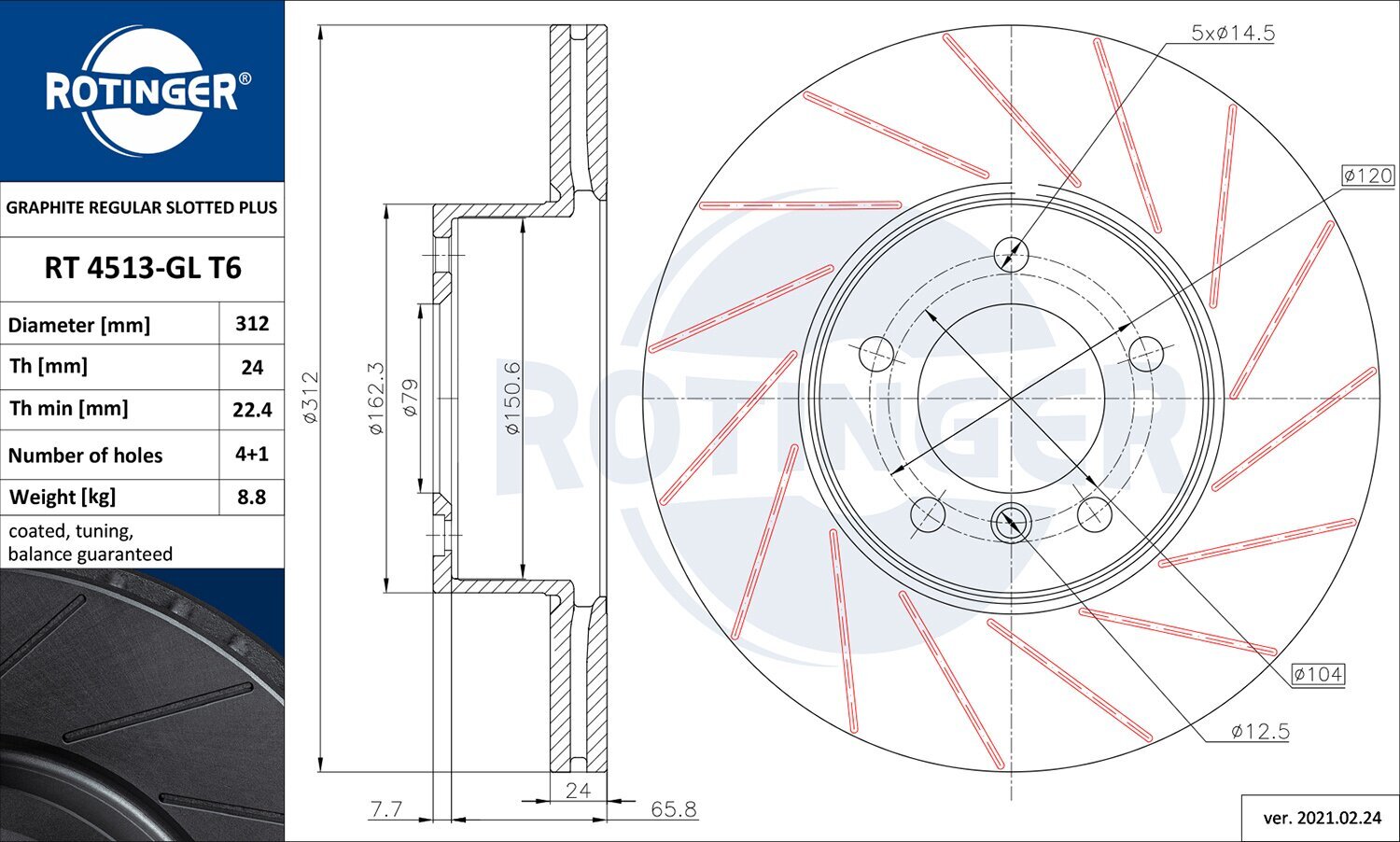 Bremsscheibe ROTINGER RT 4513-GL T6