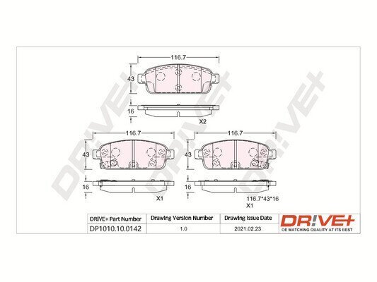 Bremsbelagsatz, Scheibenbremse Dr!ve+ DP1010.10.0142