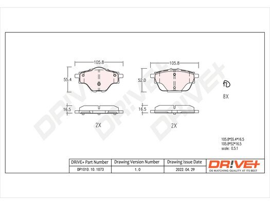 Bremsbelagsatz, Scheibenbremse Dr!ve+ DP1010.10.1073