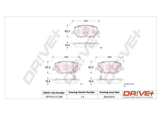 Bremsbelagsatz, Scheibenbremse Dr!ve+ DP1010.10.1246