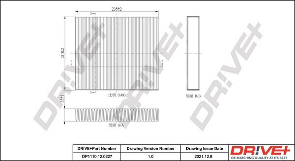 Filter, Innenraumluft Dr!ve+ DP1110.12.0227