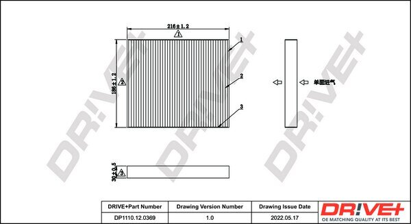 Filter, Innenraumluft Dr!ve+ DP1110.12.0369