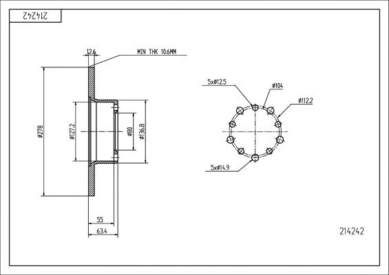 Bremsscheibe HART 214 242