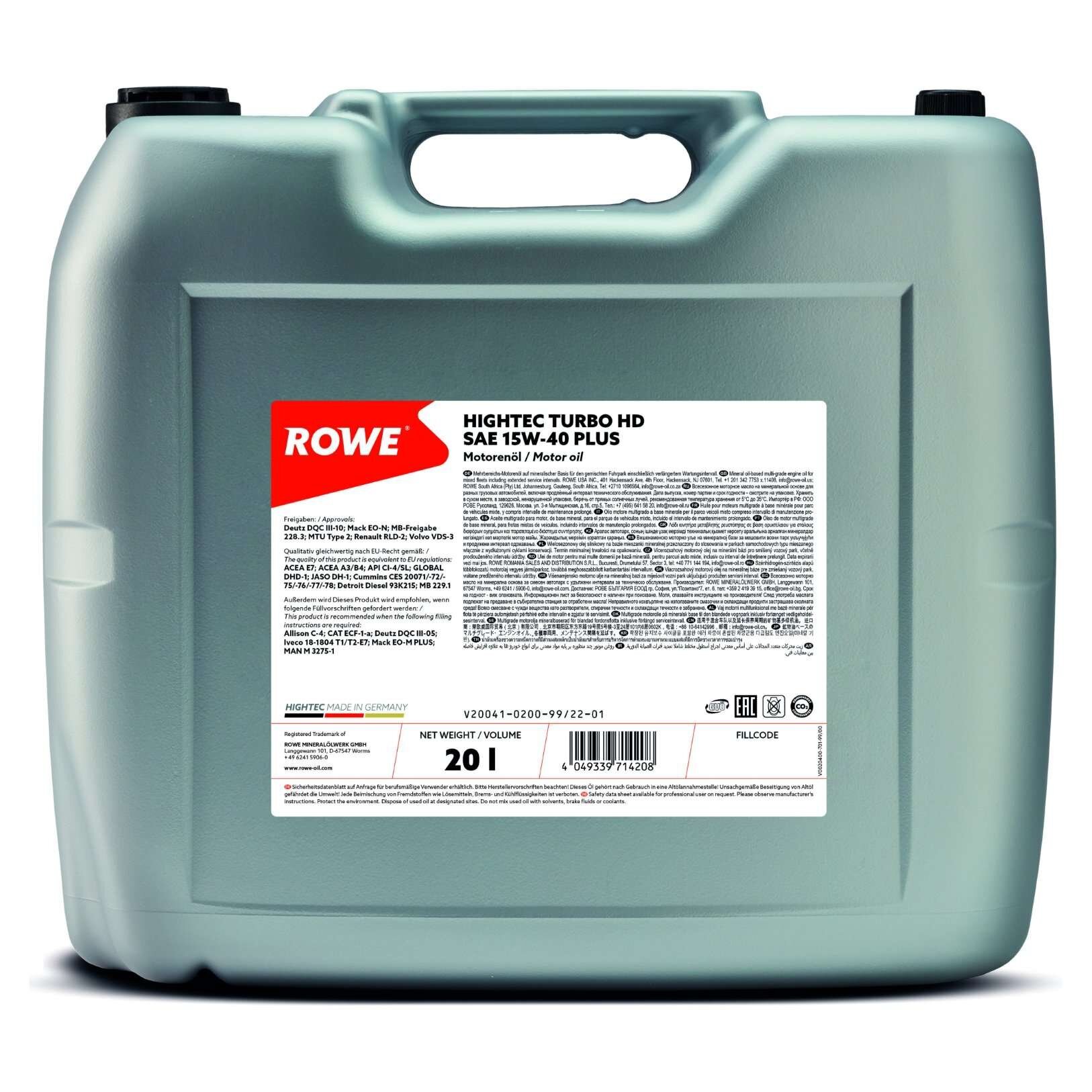 Motoröl 15W-40 20L ROWE 20041-0200-99